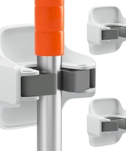 reliahom 3 Pack Broom Holder Wall Mount Mop Grippers No Drilling Self Adhesive Anti-Slip Mop Handle Hanger Dustpan and Broom Organizer Garage Storage Racks-White