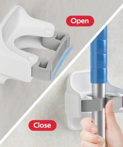 Alternative view of reliahom 3 Pack Broom Holder Wall Mount Mop Grippers No Drilling Self Adhesive Anti-Slip Mop Handle Hanger Dustpan and Broom Organizer Garage Storage Racks-White
