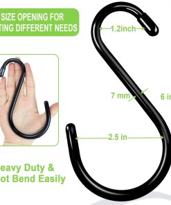 Alternative view of DINGEE 6 Inch Heavy Duty S Hooks. Large S Hook for Hanging Plants. Vinyl Coated S Hook 6 Pack Sturdy Non Slip Black S Hooks for Hanging Closet.Bird Feeders.Kitchen.Large Object.Garden Tools